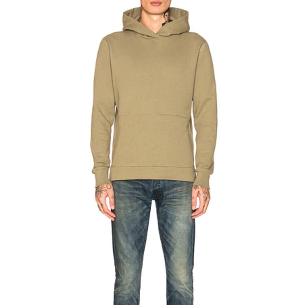 John Elliott Co Hoodie Men Small Villain Side Zip Beige Cotton Fleece Minimalist